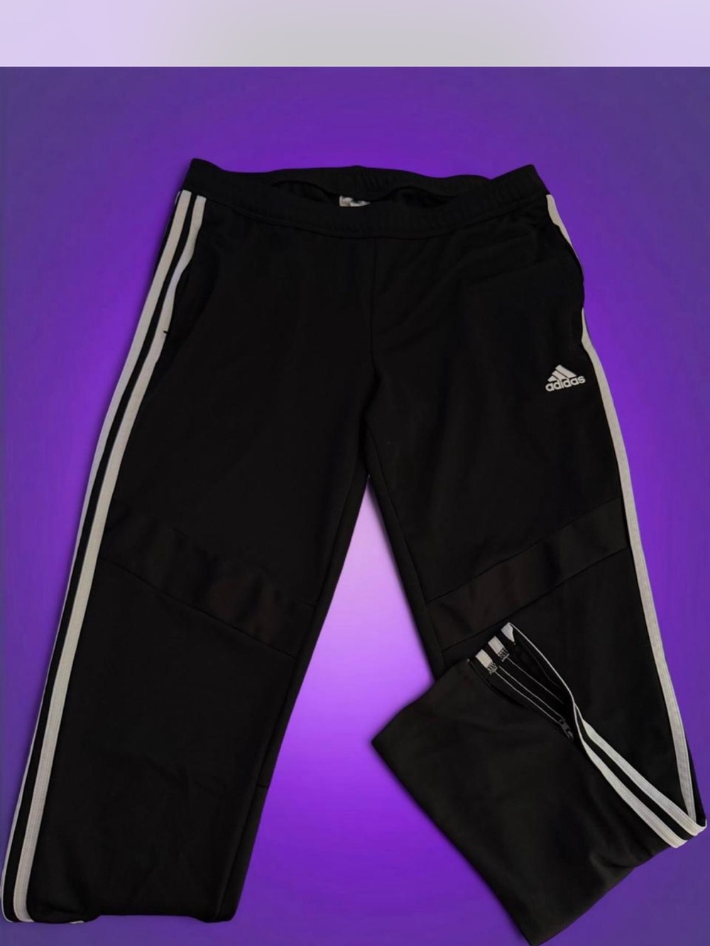 adidas Black Kids Joggers with White Side Stripes